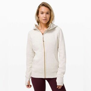 lululemon Scuba Full-Zip Hoodie, Heathered Light Ivory/Gold, Size 2